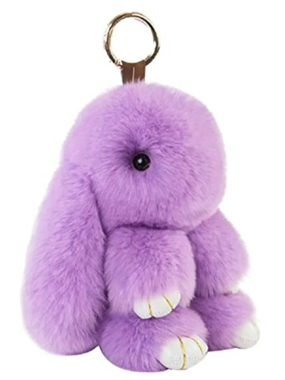 Soft Rabbit Fur Pom Pom Keychain Fluffy Real Rex Bunny Keychain Decoration